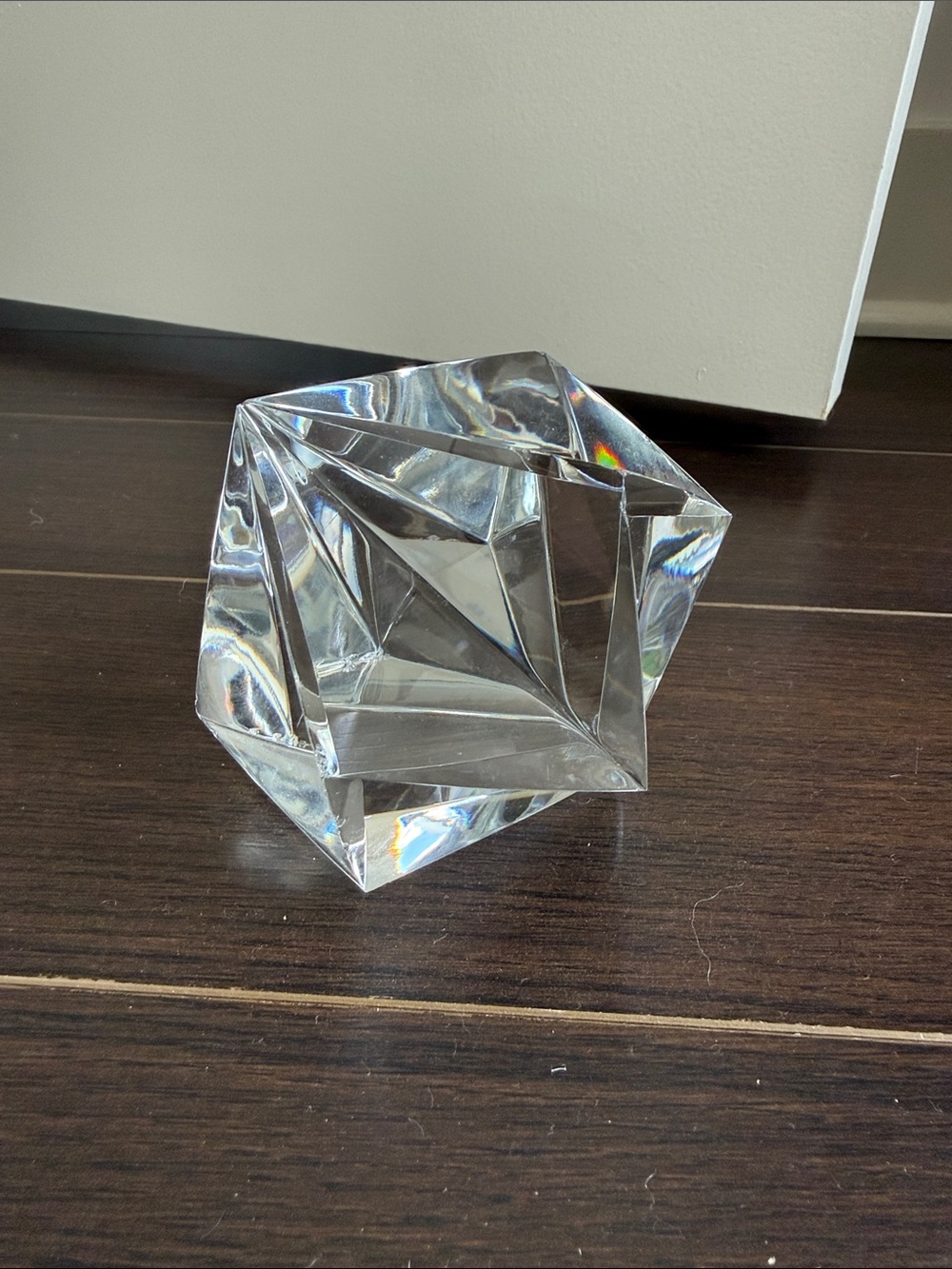 Clear Geometric Crystal Sculpture/Weight - Prism Accent, home decor
